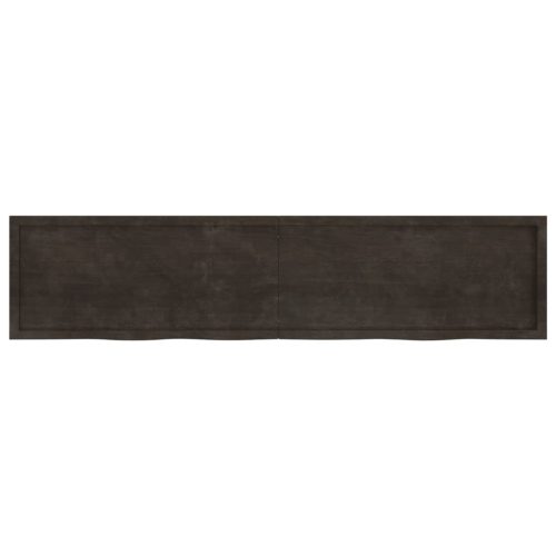  sötétbarna kezelt tömör fa fürdőszobai pult 220x50x(2-4) cm