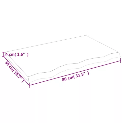  kezeletlen tömör tölgyfa asztallap 80x50x(2-4) cm