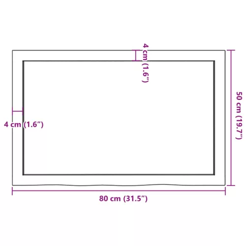  kezeletlen tömör tölgyfa asztallap 80x50x(2-4) cm