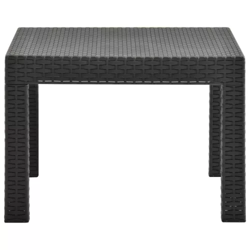  antracitszürke PP rattan kerti asztal 58 x 58 x 41 cm