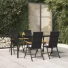  5 részes fekete és barna polyrattan kerti étkezőgarnitúra