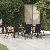  7 részes fekete-barna polyrattan kerti étkezőgarnitúra