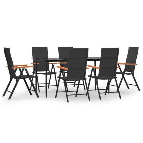  7 részes fekete-barna polyrattan kerti étkezőgarnitúra