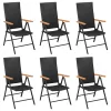  7 részes fekete-barna polyrattan kerti étkezőgarnitúra