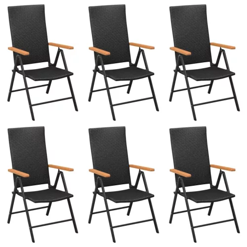  7 részes fekete-barna polyrattan kerti étkezőgarnitúra