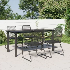  5 részes fekete PVC rattan kerti étkezőgarnitúra