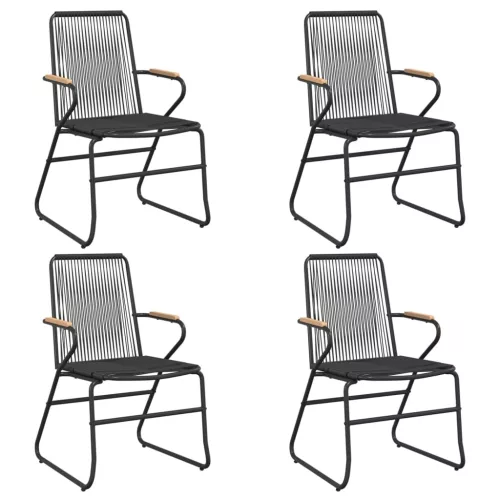  5 részes fekete PVC rattan kerti étkezőgarnitúra