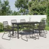  7 részes fekete PVC rattan kerti étkezőgarnitúra