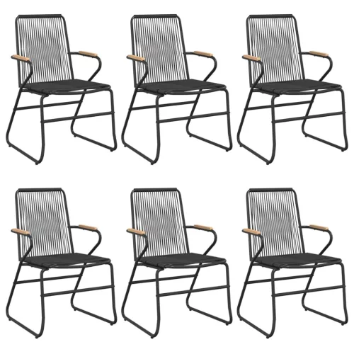  7 részes fekete PVC rattan kerti étkezőgarnitúra