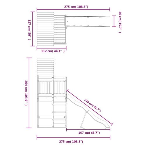  tömör fenyőfa kültéri játszószett