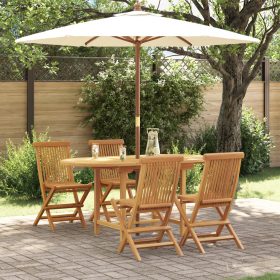    5 darabos kerti étkezőasztal szett tömör fából készült tikfából