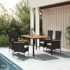  5 részes fekete polyrattan kerti étkezőgarnitúra párnákkal