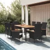  9 részes fekete polyrattan kerti étkezőgarnitúra párnákkal