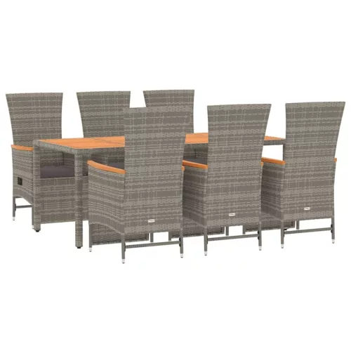  7 részes szürke polyrattan kerti étkezőgarnitúra párnával