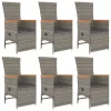  7 részes szürke polyrattan kerti étkezőgarnitúra párnával