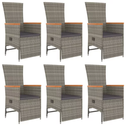  7 részes szürke polyrattan kerti étkezőgarnitúra párnával