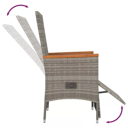  7 részes szürke polyrattan kerti étkezőgarnitúra párnával
