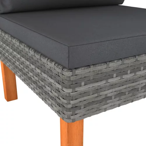  2 db polyrattan és tömör eukaliptuszfa középső kanapé
