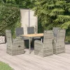  7 részes szürke polyrattan kerti étkezőgarnitúra párnával