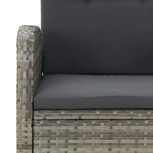  7 részes szürke polyrattan kerti étkezőgarnitúra párnával