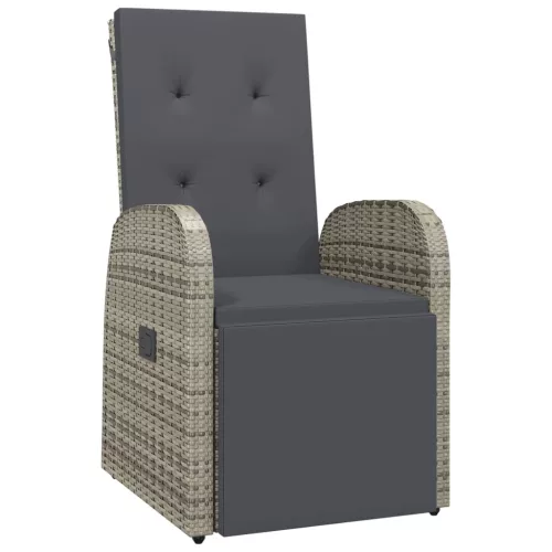  9 részes szürke polyrattan kerti étkezőgarnitúra párnával