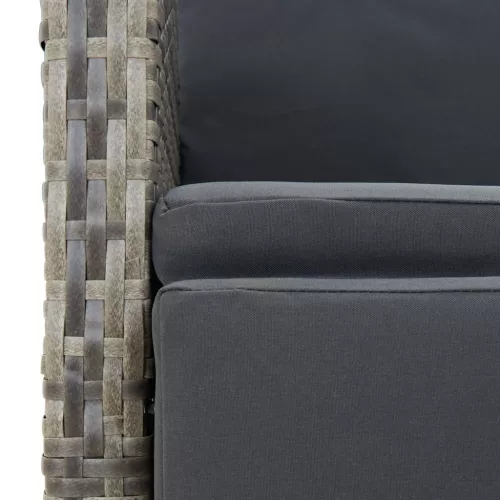  9 részes szürke polyrattan kerti étkezőgarnitúra párnával