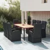  9 részes fekete polyrattan kerti étkezőgarnitúra párnákkal