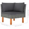  3 részes polyrattan és tömör eukaliptuszfa kerti ülőgarnitúra