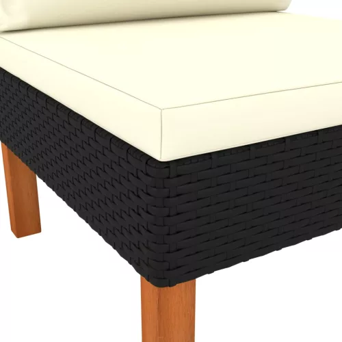  2 db polyrattan és tömör eukaliptuszfa középső kanapé