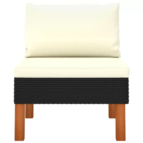 3 részes polyrattan és tömör eukaliptuszfa kerti ülőgarnitúra
