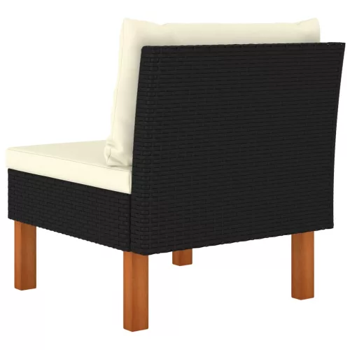  3 részes polyrattan és tömör eukaliptuszfa kerti ülőgarnitúra