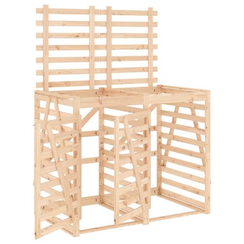  dupla tömör fenyőfa görgős szemeteskuka-tároló