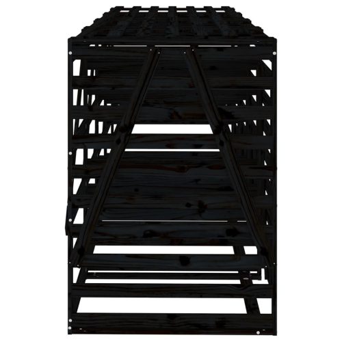  négyes fekete tömör fenyőfa görgős szemeteskuka-tároló