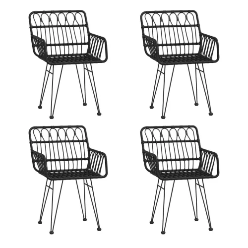  5 részes fekete polyrattan kerti étkezőgarnitúra