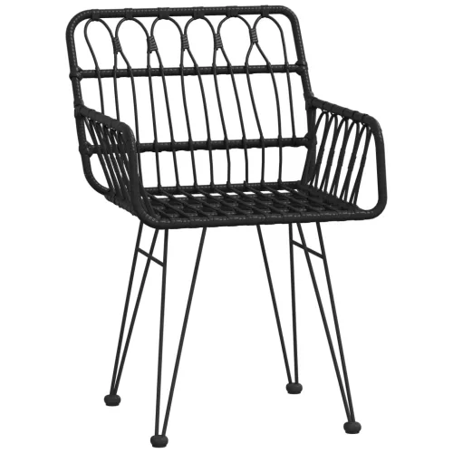  5 részes fekete polyrattan kerti étkezőgarnitúra