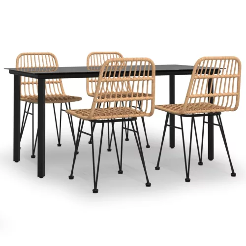  5 részes polyrattan kerti étkezőgarnitúra