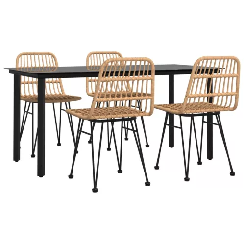  5 részes polyrattan kerti étkezőgarnitúra