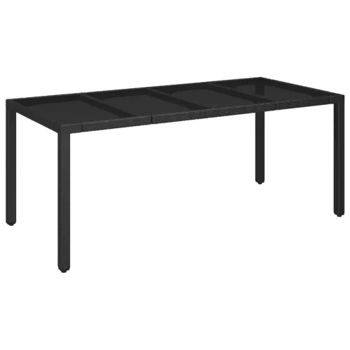  7 részes fekete polyrattan kerti étkezőgarnitúra párnával