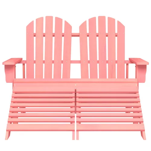  kétszemélyes rózsaszín fenyőfa kerti adirondack szék és zsámoly