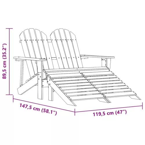  kétszemélyes rózsaszín fenyőfa kerti adirondack szék és zsámoly