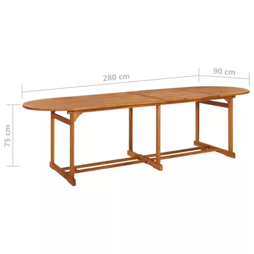  tömör akácfa kerti étkezőasztal 280 x 90 x 75 cm