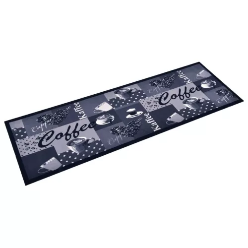  kék kávémintás mosható konyhai szőnyeg 45 x 150 cm