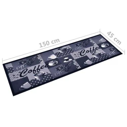  kék kávémintás mosható konyhai szőnyeg 45 x 150 cm