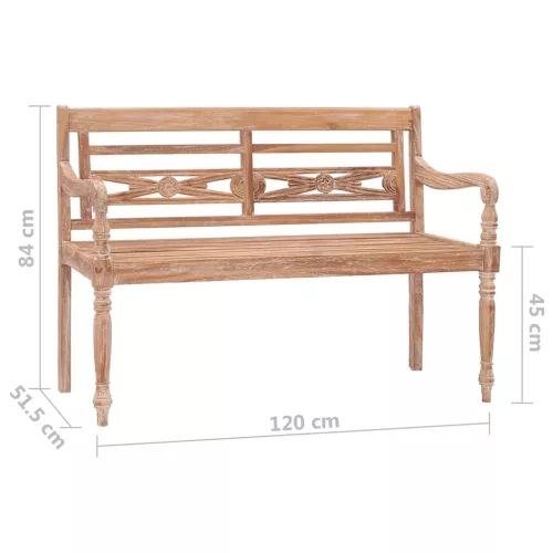  tömör antikolt fehér tíkfa Batavia pad 120 cm