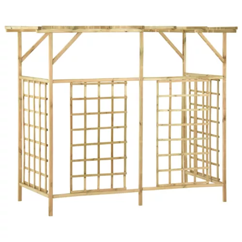  impregnált fenyőfa kerti pergola 3 szemeteskukához