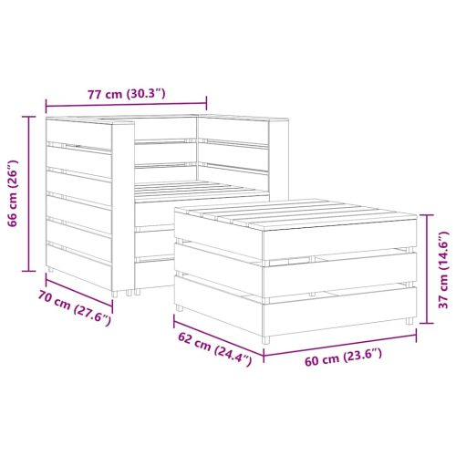  2 részes barna impregnált fenyőfa kerti raklap-ülőgarnitúra