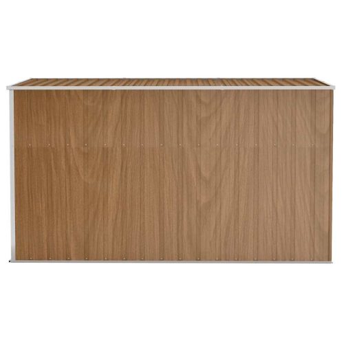  barna acél falhoz erősíthető kerti fészer 118 x 288 x 178 cm