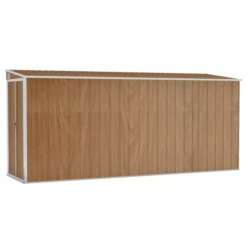  barna acél falhoz erősíthető kerti fészer 118 x 382 x 178 cm