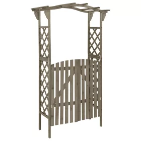  szürke tömör fenyőfa pergola kapuval 116 x 40 x 204 cm