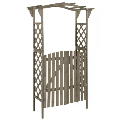  szürke tömör fenyőfa pergola kapuval 116 x 40 x 204 cm